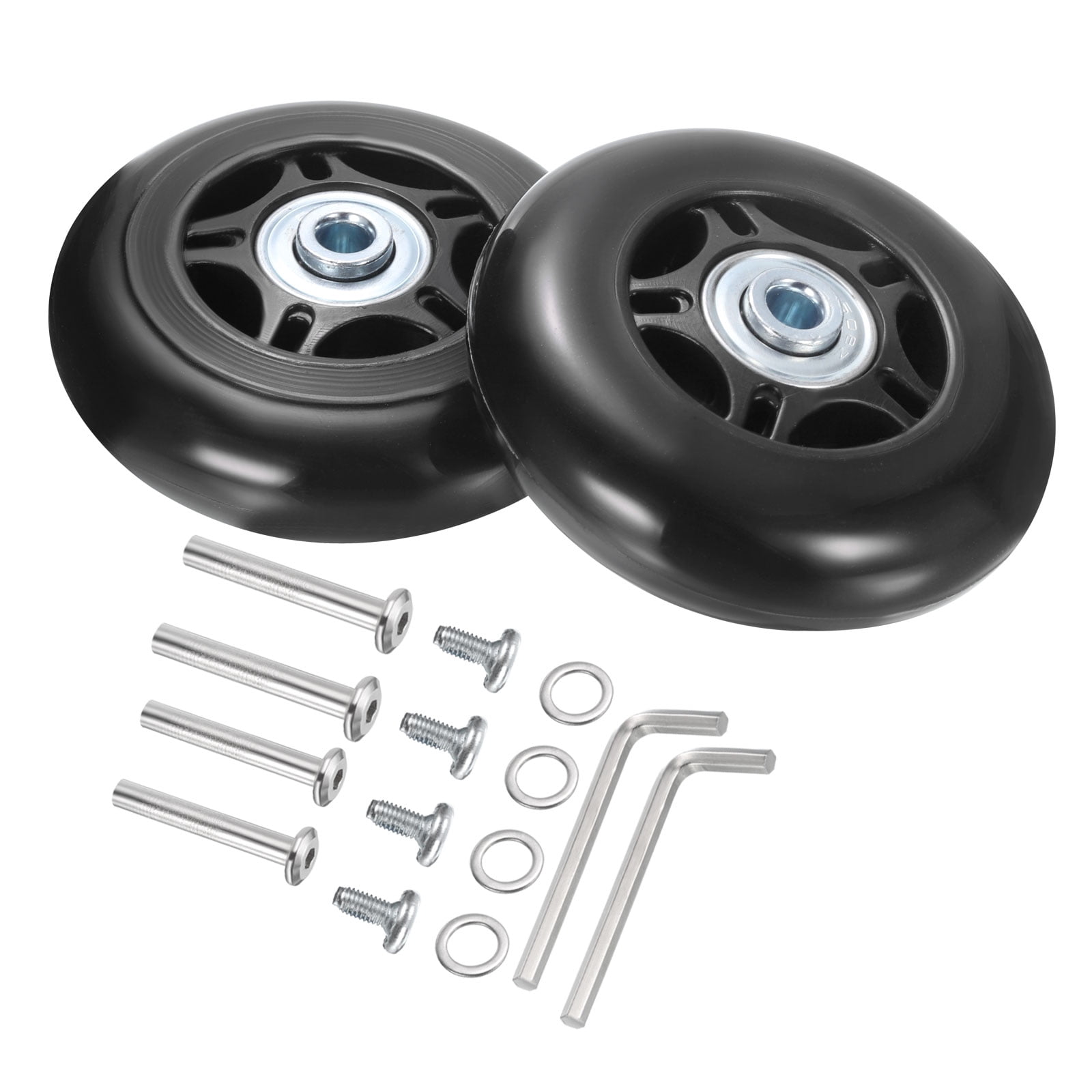 Uxcell Luggage Wheels Replacement 72 x 24 mm/2.8" x 0.9" for Suitcase, Black, 2 Set