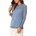 thumbnail image 4 of INSPIRE CHIC Blouses Décontractées pour Femmes à Col Rond en Dentelle Florale à Manches Longues en Chiffon, 4 of 5
