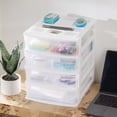 thumbnail image 2 of Gracious Living 4 Drawer Desktop Storage w/ Organizer Lid, White (3 Pack), 2 of 11