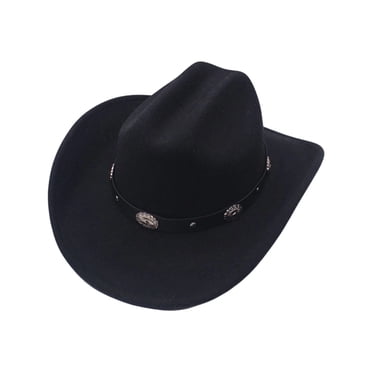 Aocisk Chapeau Western Cowboy pour Hommes et Femmes, Design à Grand Bord à la Mode, Idéal pour les Événements et Fêtes en Plein Air, Noir, Taille Unique
