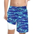 thumbnail image 1 of MIASHUI Boys' High Waisted Loose Casual Swim Shorts With Printed Design And Front Lace Up Detail For Outdoor Blue,8Years, 1 of 4