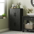 thumbnail image 2 of HOMCOM Armoire de Rangement pour Salle de Bain, Armoire de Sol Style Ferme avec Portes, Noir, 2 of 10