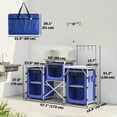 thumbnail image 3 of Outsunny Folding Camping Kitchen with Windshield Fabric Cupboards Blue, 3 of 10