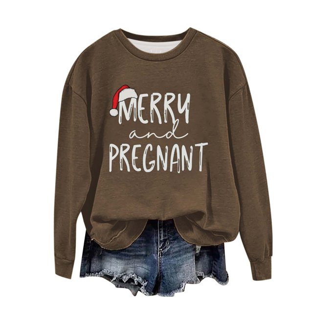Birdeem Chandail de Noël pour Femmes Col Rond Imprimé Ample Manches Longues Sans Capuche