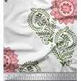 thumbnail image 1 of Soimoi Satin Silk Fabric Paisley,Leaves & Floral Mandala Block Print Sewing Fabric Yard 42 Inch Wide, 1 of 3