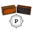 thumbnail image 1 of Printtoo Square Swirl Border Alphabet P Monogram Wood Mounted Rubber Stamp Office Stationary, 1 of 5