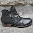 thumbnail image 5 of Penkiiy Chaussures pour Femmes Rétro Couleur Unie Talon Bas Fermeture Éclair Mode Courtes en Cuir 37 Noir, 5 of 5