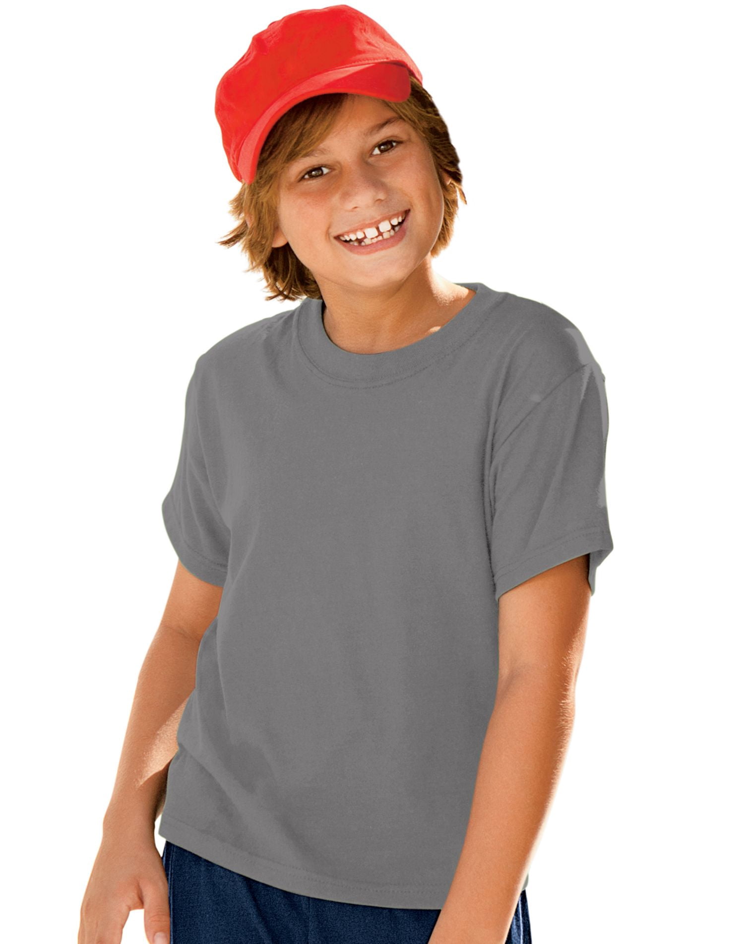 Hanes Boy`s ComfortBlend EcoSmart Crewneck, S, Smoke Gray