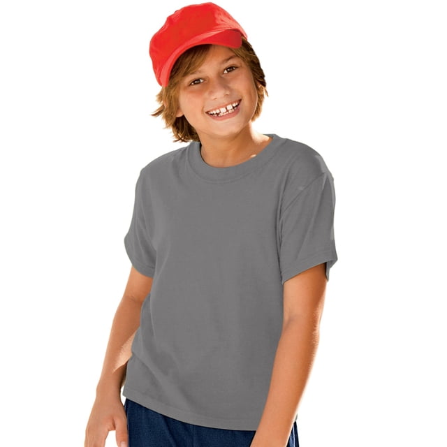 Hanes Garçon ComfortBlend EcoSmart Col Ras du Cou, TP, Gris Fumée