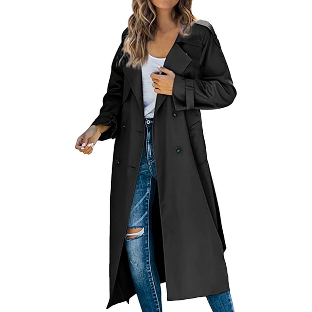 Kcodviy Manteau Léger Décontracté Mi-Long pour Femme Manteau Trench Polyvalent Décontracté Veste Tailleur Décontractée Femme Veste Zippée Décontractée pour Femme Veste Décontractée Chaude Femme Veste d'Extérieur Décontractée Femme