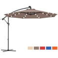 thumbnail image 3 of Gymax 10Ft Patio Solar LED Outdoor Offset Hanging Umbrella w/ 24 Lights Tan, 3 of 9