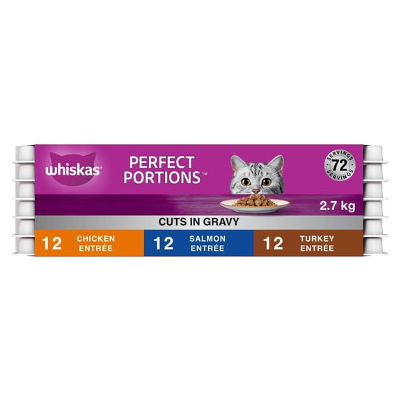 Whiskas Perfect Portions Chicken, Turkey & Salmon Cuts in Gravy Variety Pack Wet Cat Food