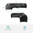thumbnail image 2 of BALUS L Shaped Sectional Sofa, Linen Modular Sofa Couch super Comfort, 6-Seats Living Room Conner Sofa, Gray, 2 of 6