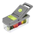 thumbnail image 1 of Vegetable Chopper, 7 Blade Veggie Chopper, Practical Food Chopper with Container, Cheese Grater, Home Essentials & Kitchen Gadgets(Green/Grey)（32*11*11cm), 1 of 5