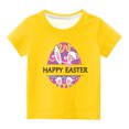 thumbnail image 2 of EGNMCR Blouses à Manches Courtes Col Rond & Chemises Enfants Garçons Filles Mode Oreilles de Lapin de Pâques Œufs de Pâques Imprimé Col Rond Imprimé Haut à Manches Courtes Fille Blouse, 2 of 4