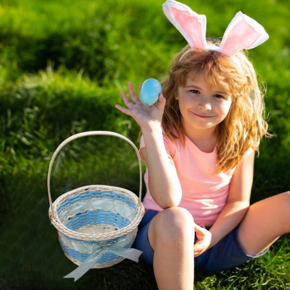 RuiJiao Clearance Easter Small Basket Easter Baskets For Kids Basket Round Small Woven Basket With Handle
