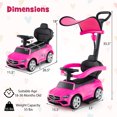 thumbnail image 3 of Gymax Voiture Pousse-Pousse 3-en-1 pour Tout-Petit avec Auvent Ajustable, Rangement sous le Siège, Sons Réalistes, Rose, 3 of 10