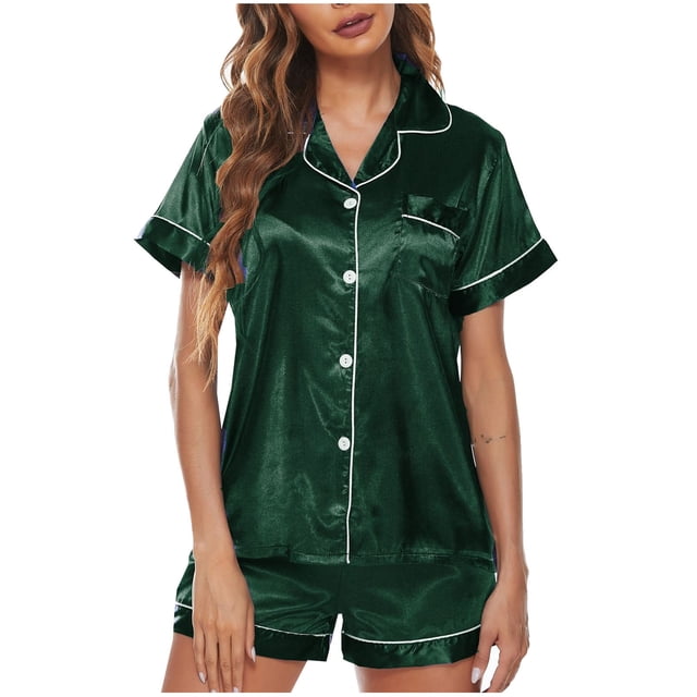 Teissuly Pyjama pour Femmes Mode Tenue d'Intérieur Pyjama Ensemble Deux Pièces Manches Courtes Pantalon Ensemble de Pyjama Tenue d'Intérieur