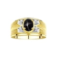 thumbnail image 1 of RYLOS Men's Rings 14K Yellow Gold Rings Classic Designer Style 8X6MM Gemstone &  Diamond Ring Black Star Sapphire March Birthstone Rings For Men Size 13, 1 of 7