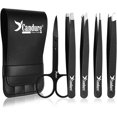 thumbnail image 1 of Eyebrow Tweezers Set for Professionals – Stainless Steel Precision Tweezers for Ingrown Hair, Facial Hair, Splinter and Blackhead Remover (Flat, Pointed, Slant, Point Slant Tip & Scissor), 1 of 8
