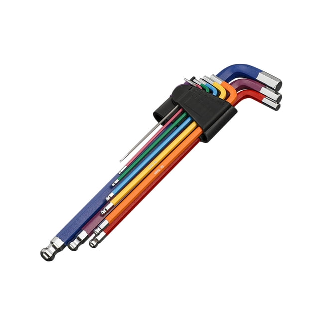 fheaev Hex Key Set 9PCS Metric Allen Key Set 1.5-10MM Long End Hex Wrench Set Color Coding Hex Key Set For Disassembling Mechanical Equipment Vehicle An