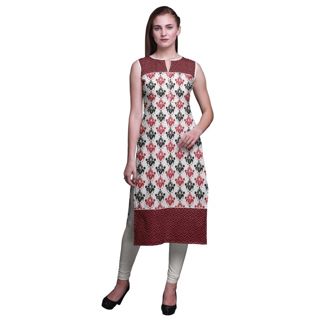 Bimba Tuniques Droites pour Femmes Imprimées Sans Manches Kurti Décontractée Robe X-Small