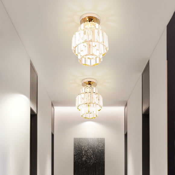Vaidha Lustre Plafonnier en Cristal Semi-Monté Luminaire de Plafond Moderne Lampe de Plafond en Cristal