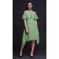 thumbnail image 4 of Bimba Green Tie-Dye Print Womens Chic Style Cold Shoulder Shift Dress Summer Tunic - X-Small, 4 of 6