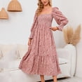 thumbnail image 4 of RKSTN Robe Maxi à Manches Longues pour Femmes, Encolure Carrée, Décontractée, Boutonnée, Bohème, Imprimé Floral, Automne, Longues Robes, 4 of 7