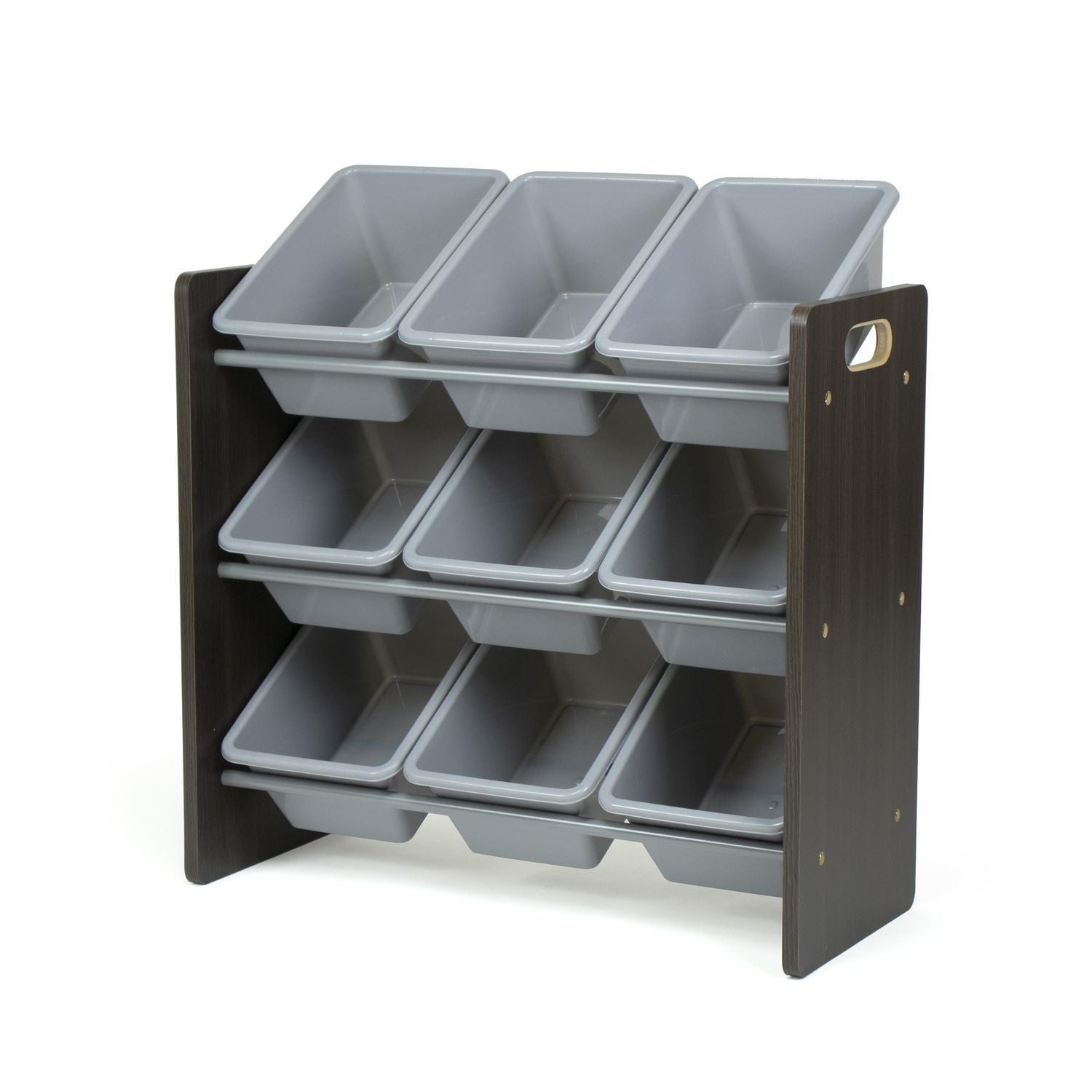 Humble Crew Sumatra Toy Storage Organizer with 9 Plastic Storage Bins, Espresso/Grey
