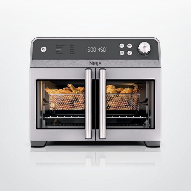 Ninja French Door 10-in-1 Countertop Oven, with Smart Surroundair Technology and Air Fry Function, Dishwasher Safe, 7 Pieces, FO101C Gray
