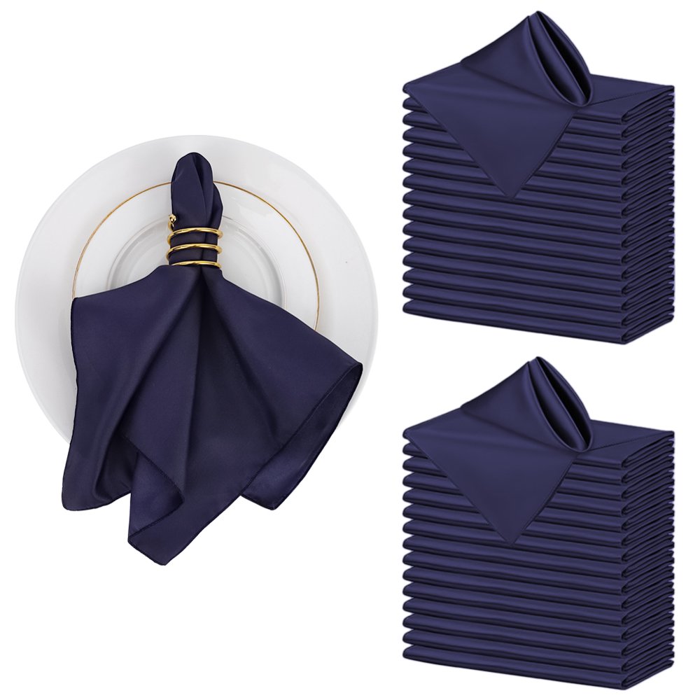 30 Pcs Serviettes de Table en Satin Réutilisables Pliantes de Couleur Unie pour Mariage, Banquet, Fête, Restaurant