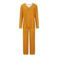 thumbnail image 4 of Timegard Ensembles de Pyjamas pour Femmes 2 Pcs Manches Longues Col en V Haut Froncé et Pantalon Automne Décontracté Doux Tenues de Pjs, 4 of 4