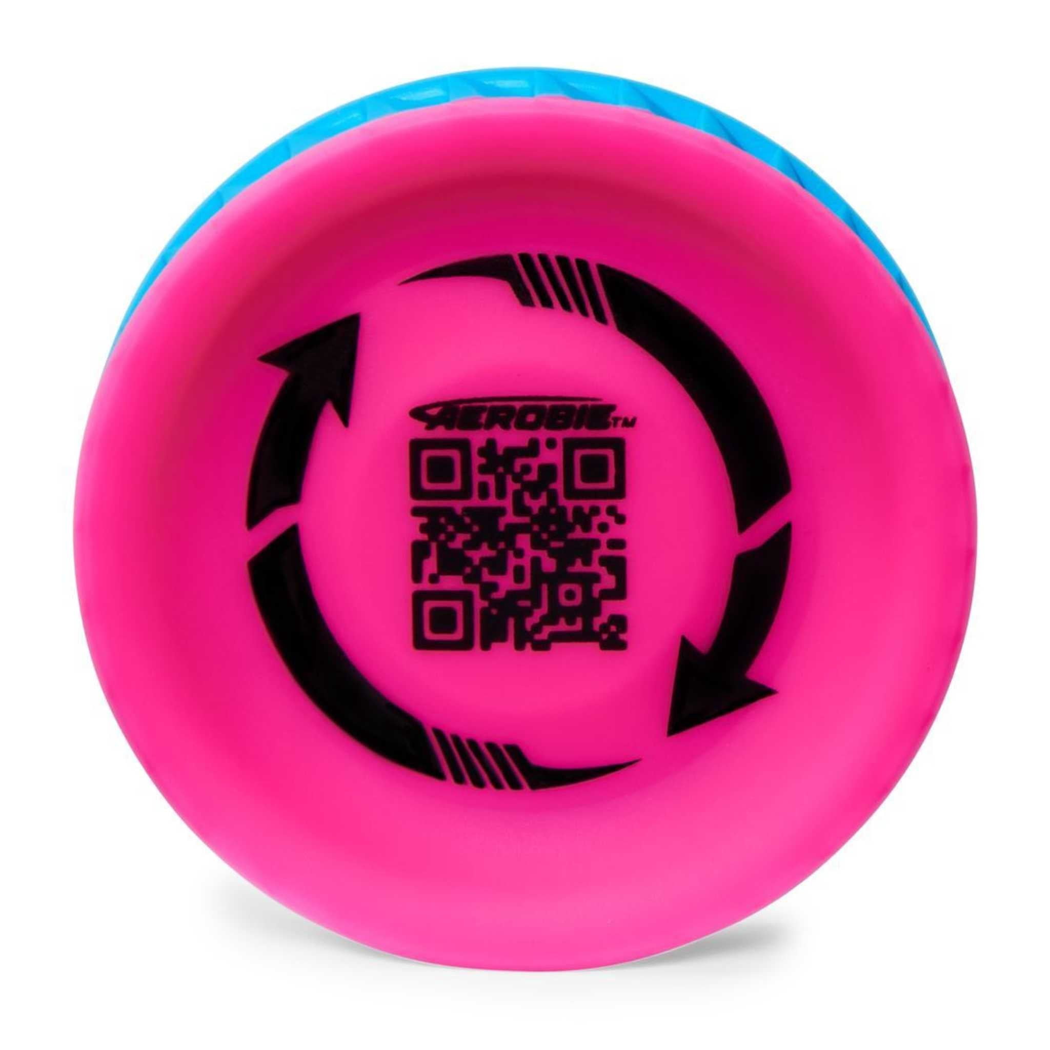 Aerobie Pro Lite Mini Flying Disc, Plastic Throw Ring with Soft Rubber Edge, High Glide, Blue/Pink