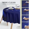 thumbnail image 3 of Tablecloth Christmas Blue Ball Fir Branch Snowflake Round 60 x 60 Inch Table Cover Polyester Stain and Wrinkle Resistant Table Cloth for Kitchen Dining Coffee Party, 3 of 6
