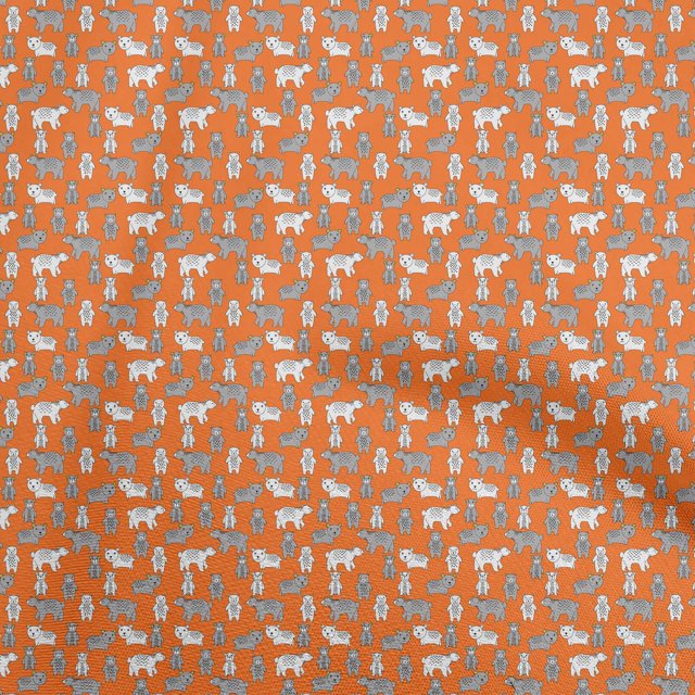oneOone Polyester Spandex Orange Fabric Animal Craft Projects Decor Fabric Printed By The Yard 56 Inch Wide
