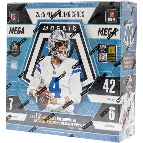 Panini 2025 Boîte Méga Mosaïque de Football (Parallèles Réactifs Violets!)