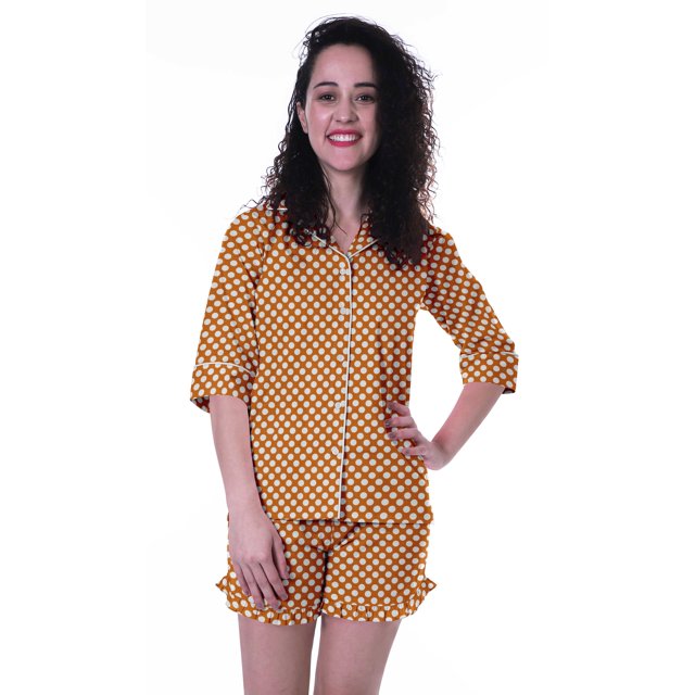 Moomaya Ensembles de Pyjama en Coton avec Shorts Ensemble de Nuit 2 Pcs Shorts Vêtements de Nuit pour Femmes