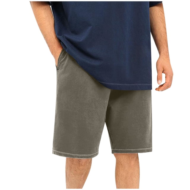 FcBaudy Mens Shorts, Shorts Men Men's Solid Color Fashionable Casual Washed Loose Pocket Drawstring Waist Sports Running Shorts Man Polyester Trousers