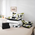 thumbnail image 5 of YST Black White Striped 7 Pcs Comforter Set King,Gold Leopard Pattern Bed in A Bag,Geometric Bedding Sets,Modern Square Reversible Bed Sets with Flat Fitted Sheet,Pillow Shams, 5 of 5