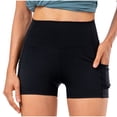 thumbnail image 1 of Plebaso Womens High Waist Yoga Shorts with Pockets Workout Athletic Shorts Stretch Compression Biker Shorts, 1 of 6