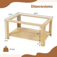 thumbnail image 3 of Gymax 2-Tier Coffee Table with Tempered Glass Top and Solid Wood Legs, Natural, 3 of 10