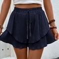 thumbnail image 2 of Yuyuzo Shorts for Women Drawstring High Waisted Double Layered Ruffle Shorts Wide Leg Casual Summer Beach Shorts, 2 of 7