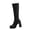 Black, variant on Lovzfmll Knee High Boots Women, Plus Size Mid Calf Chunky Heel, Chunky Mid Heel Square Toe Leather Boots Casual Fall Brown Boots