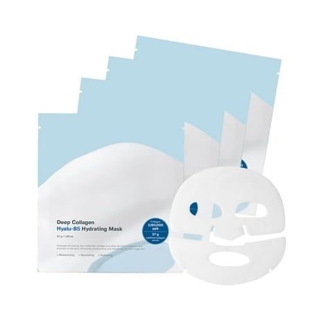 SUNGBOON EDITOR Masque Hydratant de Nuit au Collagène Profond Hyalu-B5 37gx4ea / le Vrai Collagène 2 160 000ppb / Masques Hydrogel pour le Visage avec Collagène de Faible Poids Moléculaire pour l'Élasticité et l'Hydratation