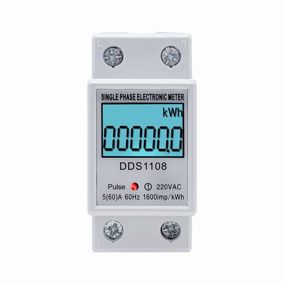 LCD Digital Display Single Phase Energy Meter With Backlight DDS1108 AC 220V 50A 60A 50/60Hz AC Digital Watt-Hour Meter