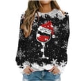 thumbnail image 1 of Pisexur Hauts de Noël pour Femmes Décontractés pour les Fêtes T-Shirts Imprimés Verre de Vin Rouge Col Rond Manches Longues Chemises Blouses Mode Automne Chandails à Enfiler, 1 of 4