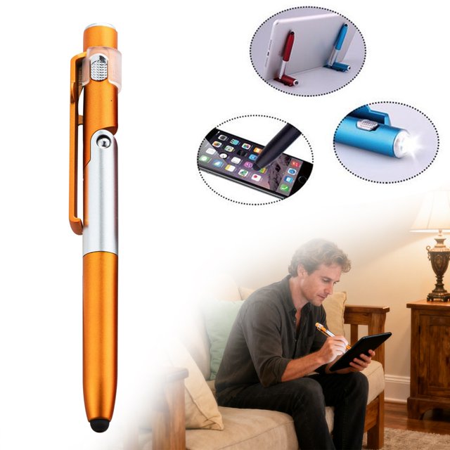 ZTTD 1Pcs Multifunction Stylus Pen Capacitive Touch Screen Ballpoint Pen with LED Light, Foldable Phone Holder Stand for Writing in the Dark