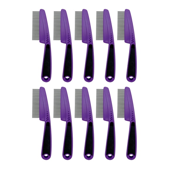 Peigne Anti-Puces pour Chiens et Chats avec Dents Fines en Acier Inoxydable Outil de Retrait des Poux Brosse Douce de Toilettage pour Animaux pour Tous Types de Manteaux 10 Pcs