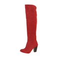 thumbnail image 1 of Bottes XZNGL pour Femmes à Enfiler à Talons Hauts Couleur Unie Hiver Chaudes Hauteur Genou Bout Rond Bottes en Suède, 1 of 9